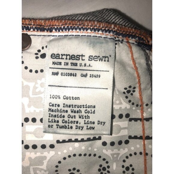 Ernest Sewn Size 29 Skirt Charlotte 55 Denim Jean Knee Distressed Wash Back Slit - Picture 4 of 8